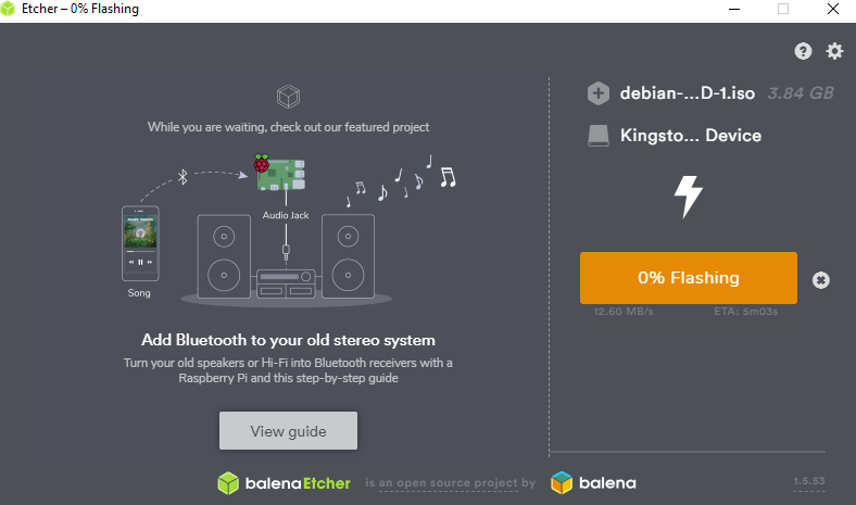 Etcher flashing